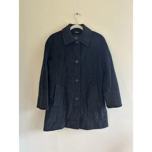 Vintage Cinzia Rocca 100% Wool Collared Black Pea Coat 4